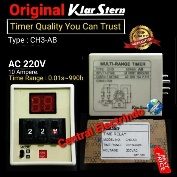 Timer Delay Relay Ch3-Ab Klarstern 220Vac