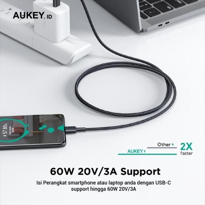 (Allthebest) Aukey CB-CD37 สายชาร์จ 30cm 1M 2M 3M USB Type C to C 3A 60W PD