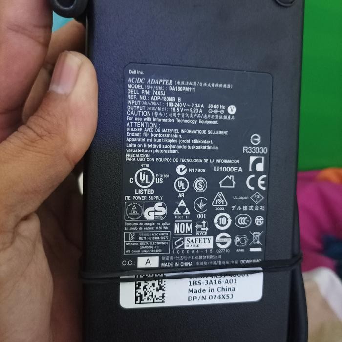 เครื่องชาร์จแล็ปท็อปมือสอง AIO Dell Alienware Large Needle Hole 19.5v 9.23a 180w