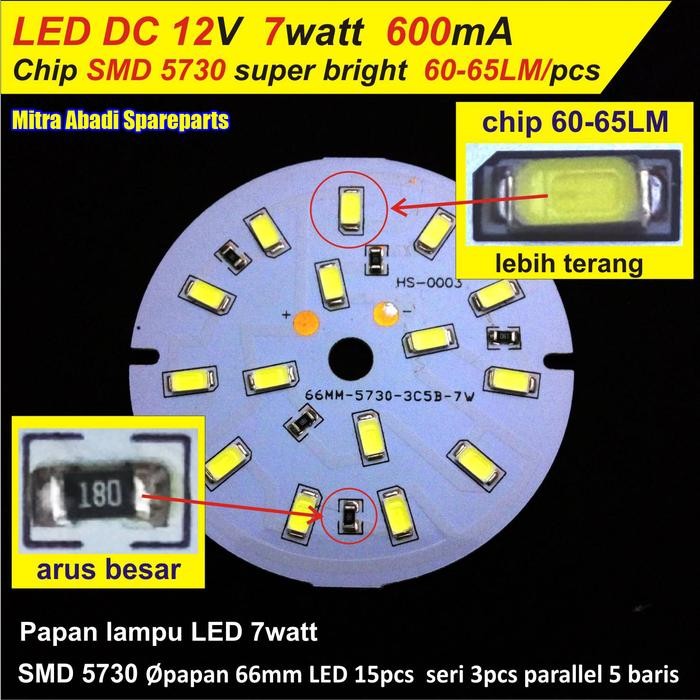 PCB LED DC 12V / 12 โวลต์ SMD5730 / SMD 5730 7W / 7 วัตต์อลูมิเนียม