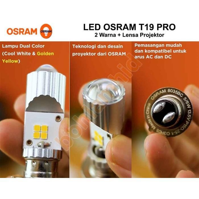 มอเตอร์ Led Honda Beat Esp Fi Osram T19 Pro 2 สี ขาว เหลือง H6 M5