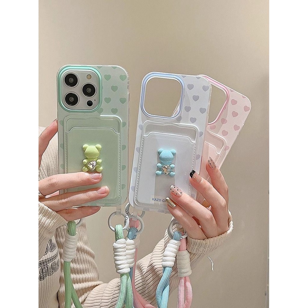 Simple Bear Aesthetic Card Holder Casing Redmi Note 14 4G 5G Pro Plus Note 8 9 9S 11 11S 12 Pro Max 