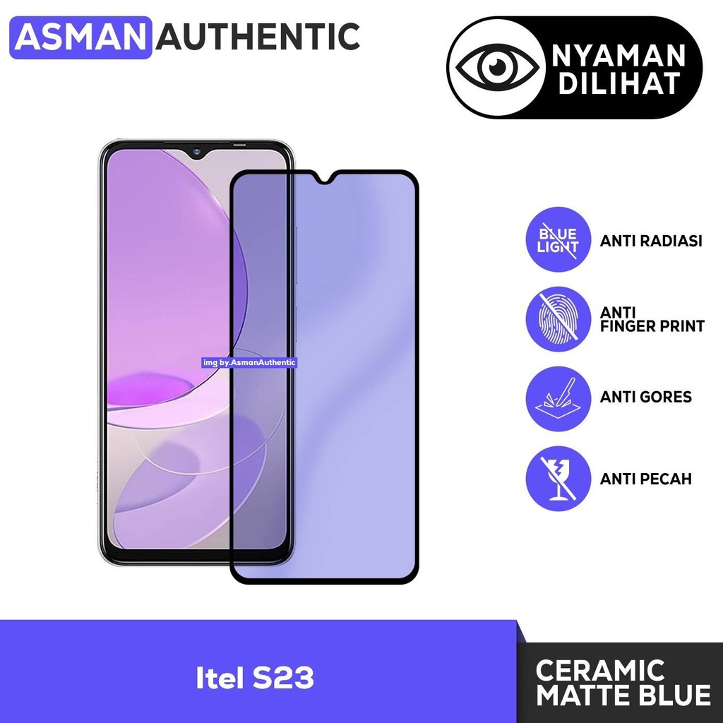 กระจกนิรภัย For Itel S23 | ฟิล์มเซรามิค Matte Blue Premium