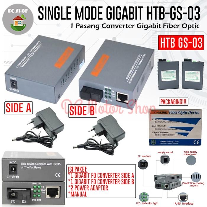 1 คู่ Gigabit Fiber Optic - Fiber Optic - FO Converter HTB-GS-03