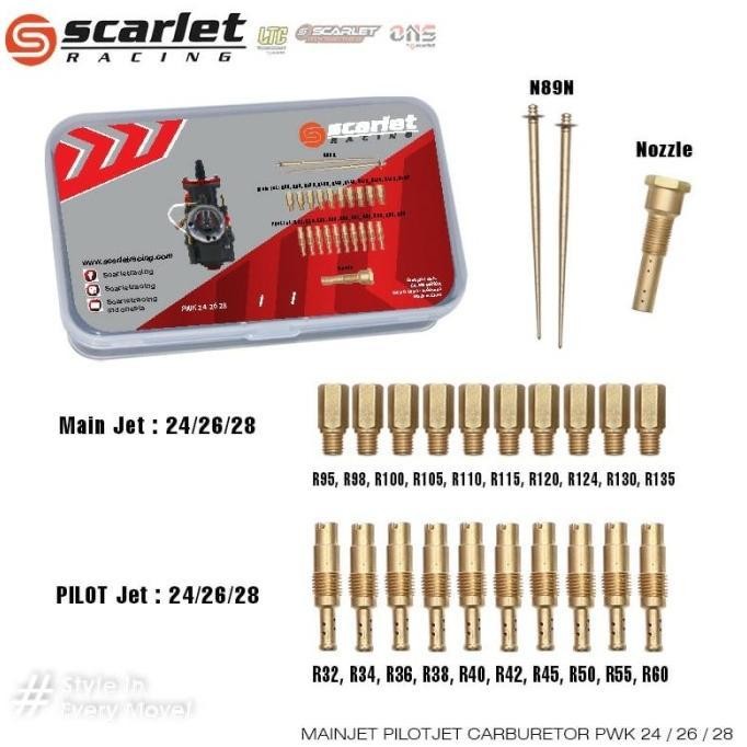 SCARLET RACING PILOTJET PJ MAINJET MJ SET CARBON PWK 24 26 28 30 32 34