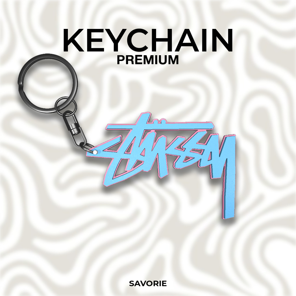 STUSSY PINK BLUE 3D KEYCHAIN