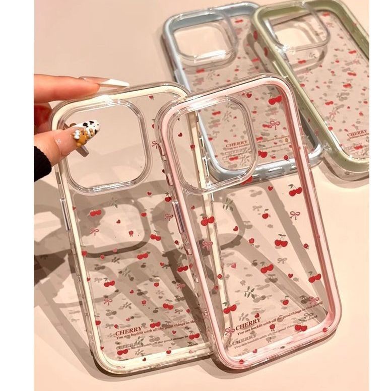 น่ารัก Cherry Anti Crack กรณีที่ไม่ซ้ํากัน Oppo A6 Pro A5X A5I A3X Reno 14F 14 Pro 5Ga33A16 8T 11F 5