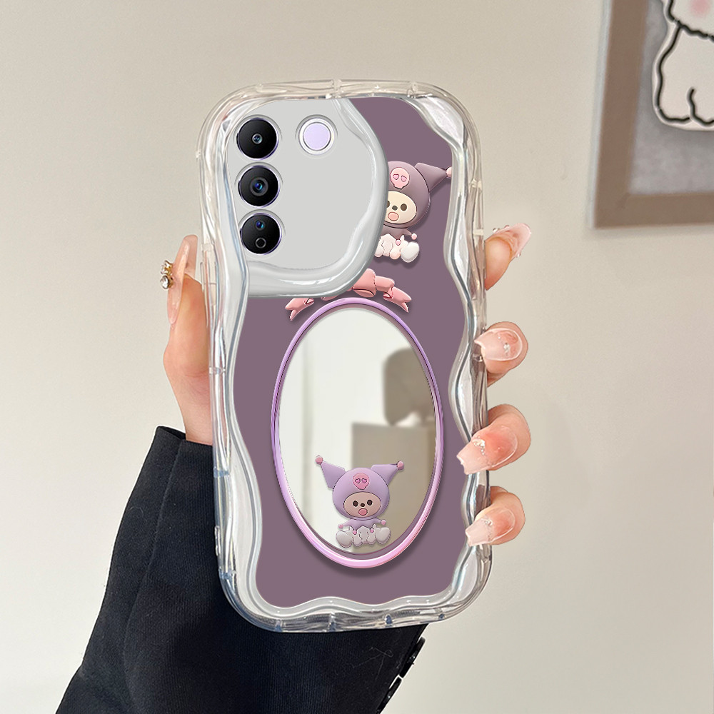 HP เคสโทรศัพท์สําหรับ VIVO V27E กระจกครีมนุ่มน่ารัก Softcase การ์ตูนเต็มผีเสื้อปลอก 5489 JZ