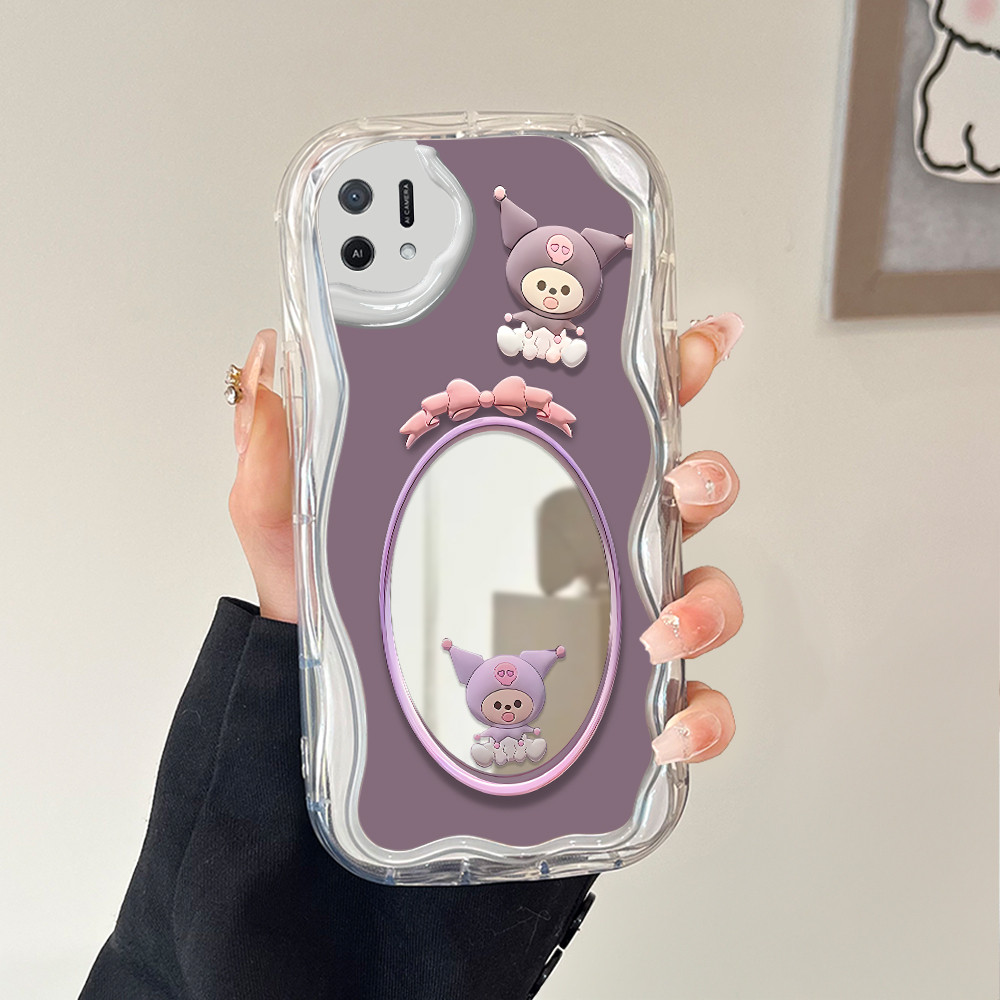 HP เคสโทรศัพท์สําหรับ OPPO A16K A16E กระจกครีมนุ่มน่ารัก Softcase การ์ตูนผีเสื้อเต็มปลอก 5489 JZ