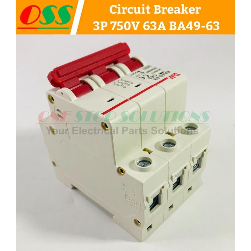 เซอร์กิตเบรกเกอร์ Mcb Dc 3P 750V 63A Ba49-63 พร้อมส่ง