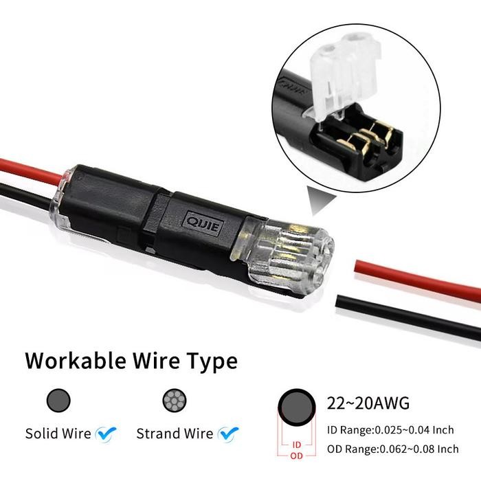 10 ชิ้น 2-Pin Quick Connector Terminal Socket Connector Cable 2 Pin Pluggable สายไฟสําหรับสาย