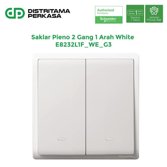 Schneider Pieno 2 Gang 1 Way Switch สีขาว - E8232L1F_WE_G3