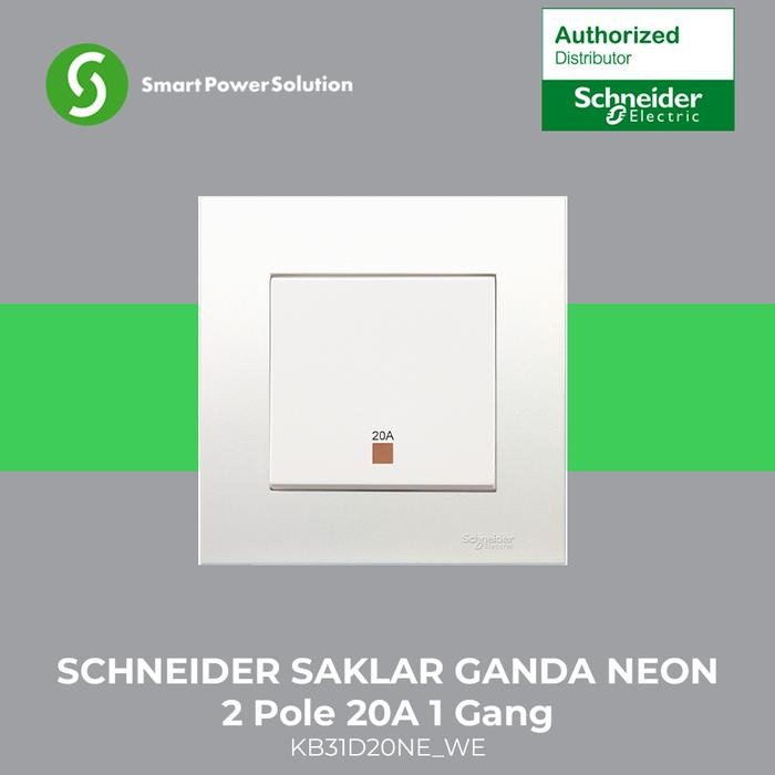 Schneider 2 Pole Neon สวิตช์คู่ 20A 1 Gang - KB31D20NE_WE