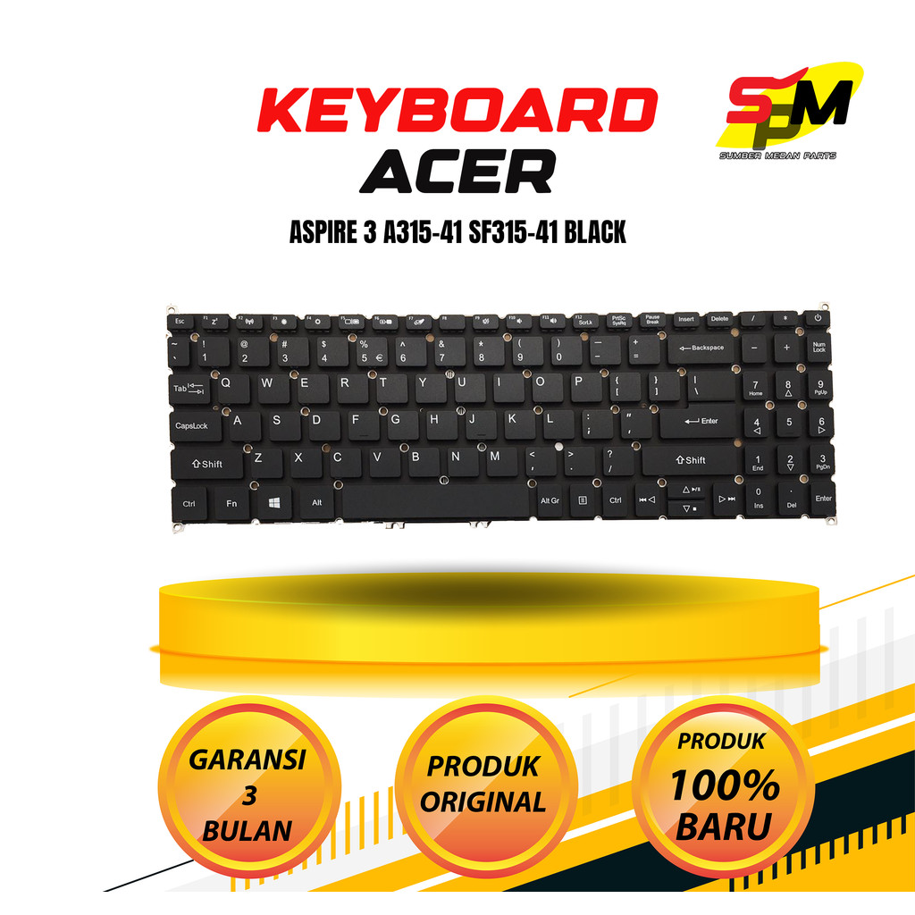 Acer Aspire 3 a315-41 sf315-41 คีย์บอร์ดสีดํา