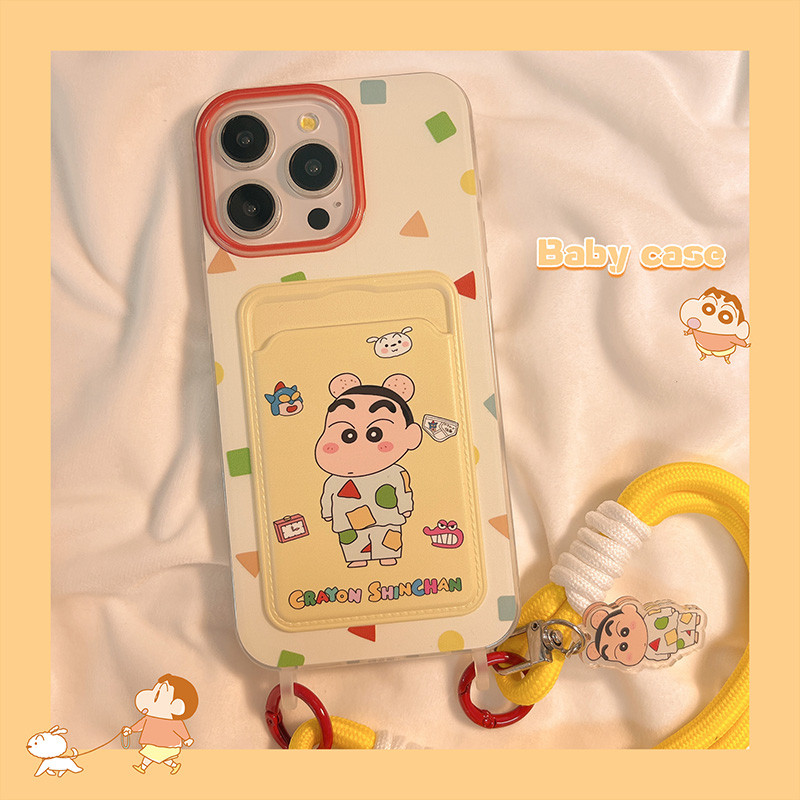 น่ารักผู้ถือบัตรสายคล้อง Crayon Shin Chan ปลอก Redmi 15C A5 หมายเหตุ 14 Pro Plus 5G 13C A3 14C 12 Pr