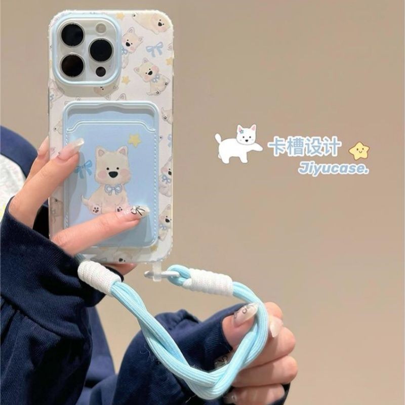 SAMSUNG น่ารักสุนัขโบว์ผู้ถือบัตรปลอกSamsung 0 A37 A57 5G A07 A17 A56 A36 A26 A16 A06 5G A24 A50 A52