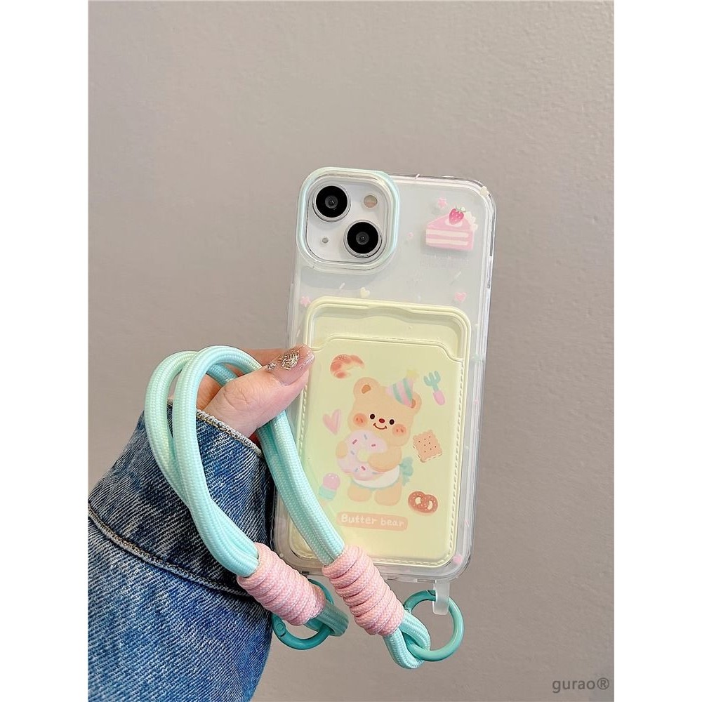 Simple น่ารัก Winnie the Bear Card Holder Case Hp Samsung 0 A37 A57 5G A07 A17 A56 A36 A26 A16 A06 5