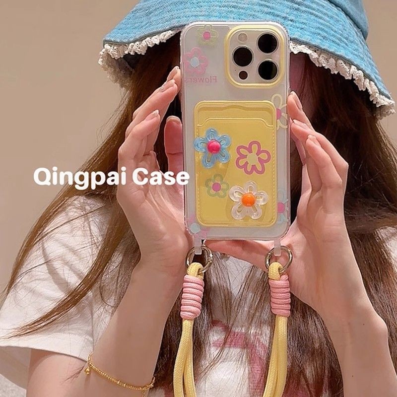 MERAH สายรัดสีเหลืองดอกไม้ผู้ถือบัตรปลอก Xiaomi F7 C85 Poco C71 X7 Pro 15 14 14T C75 C65 X5 X6 M5S M