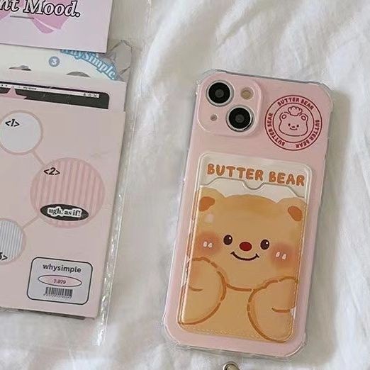 Card Holder Bear White Strap Case Xiaomi F7 C85 15 14 14T C75 C65 Poco C71 X7 Pro X3 Nfc M6 F4 F5 C6