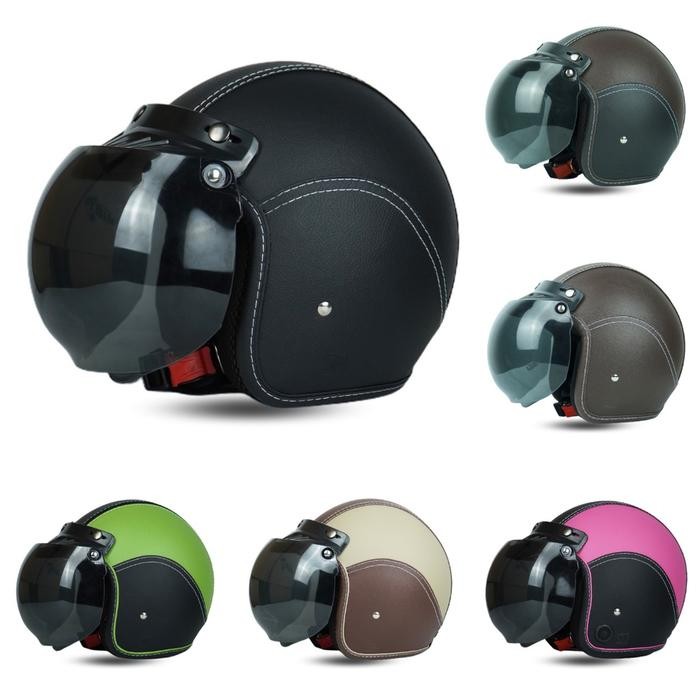 หมวกกันน็อค Bogo หนังคอเต็มย้อนยุคใหม่สําหรับผู้ใหญ่ SNI กระจกนูนรถจักรยานยนต์