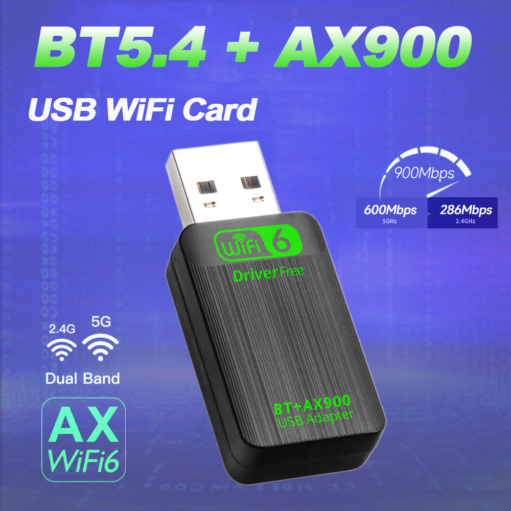 AX900 USB WiFi 6 บลูทูธ 5.4 อะแดปเตอร์ 2in1 Dongle สําหรับ Windows 10/11