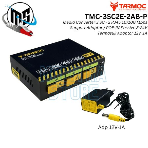 Tarmoc TMC-3SC2E-2AB-PMedia Converter 3 FO 2 LAN 10/100 POE IN (5-24V)