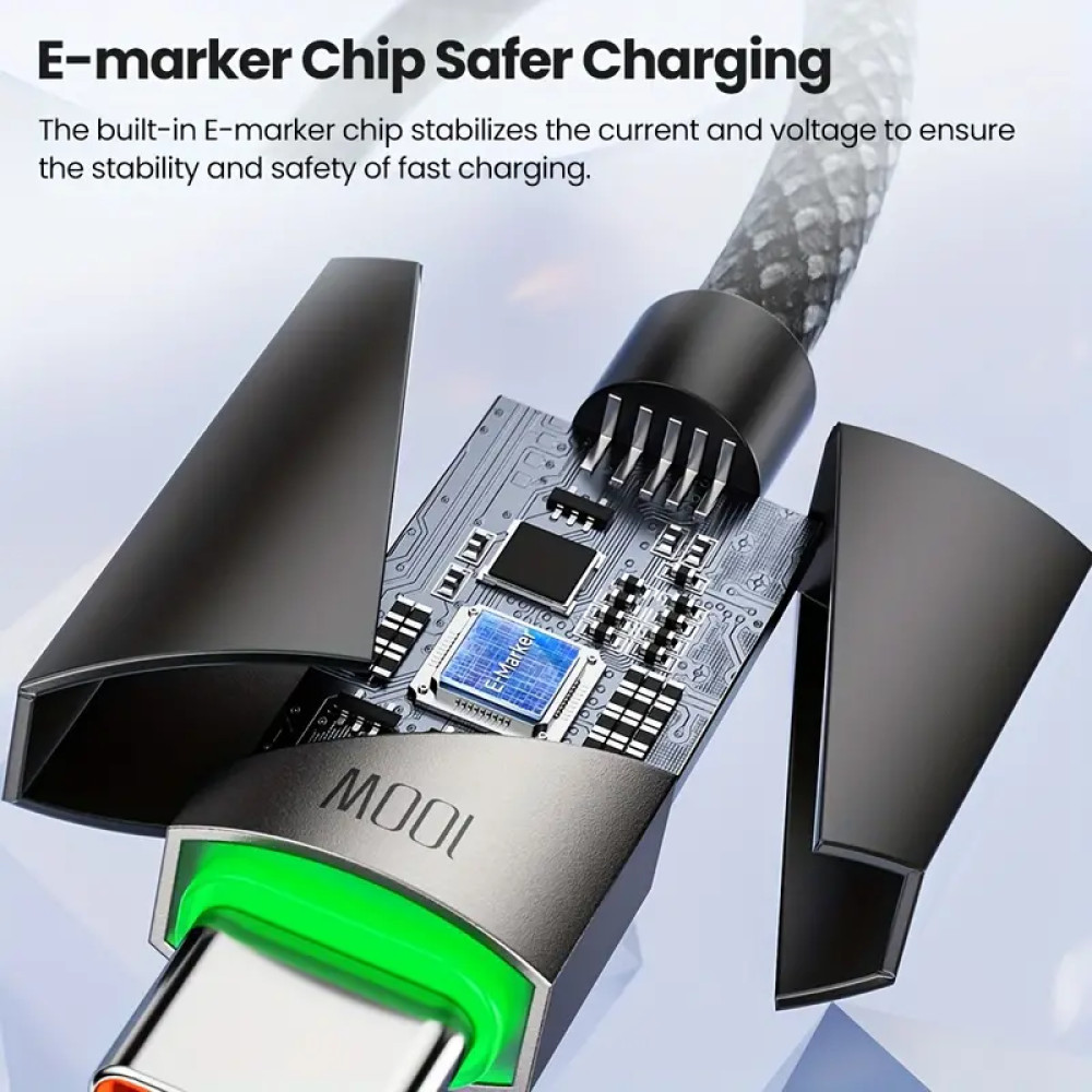 [ใหม่] 100W Fast Charger QC4.0 USB Type C to Type C Fast Charging Data Cable QC4.0 PD100W 1M - Toock