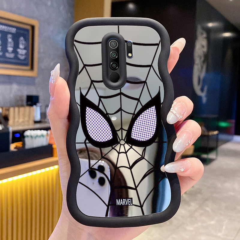 เคสสําหรับ Xiaomi Redmi 9 Prime POCO M2 กรณี Spider Web รูปแบบกรณี HP ซิลิโคน Softcase Macaron กระจก
