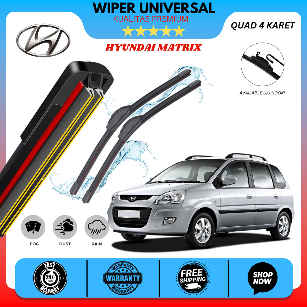 ที่ปัดน้ําฝนรถยนต์ Hyundai Matrix 4 กระจกยางหนึ่งชุดซ้ายขวา