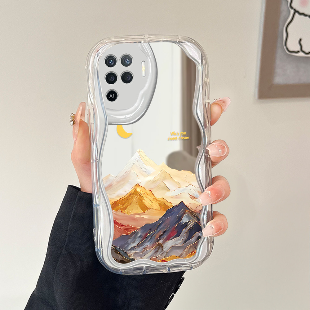 OPPO Reno 5F A94 สําหรับกระจกครีมปลอกนุ่มน่ารัก Softcase การ์ตูน Hp Full Kesing Moon Cassing 5497 JZ