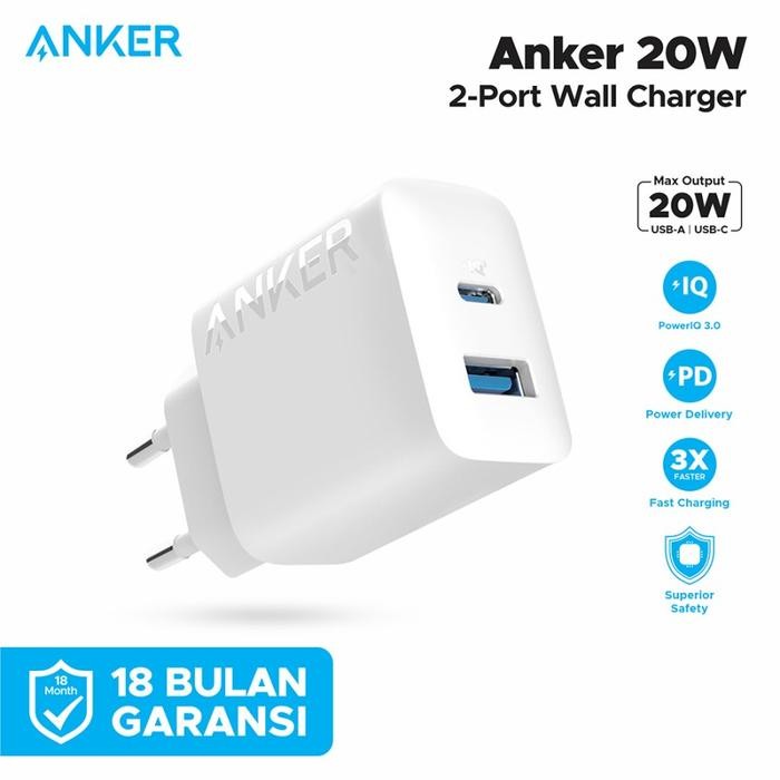 Anker Wall Charger Type C 20W Adapter Pd Iphone Android Powerport Iii Adapter