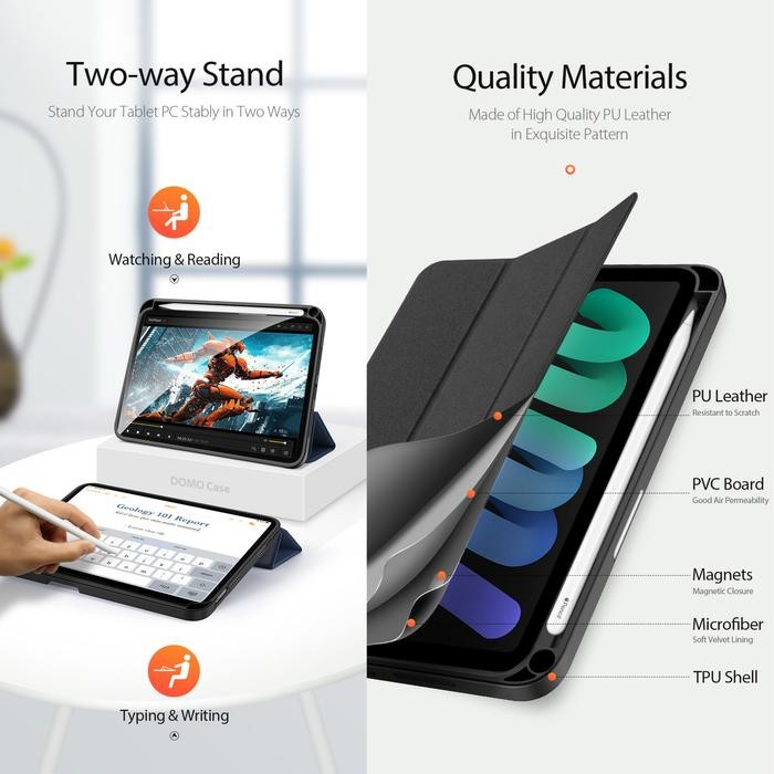 CASE IPAD MINI 6 DUX DUCIS DOMO TRIFOLD COVER CASING