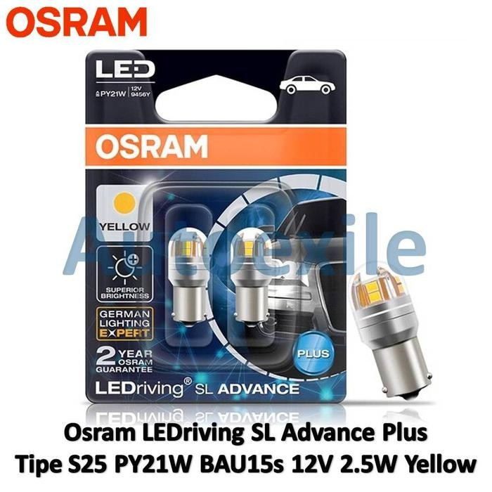 Osram LED S25 PY21W BAU15s 12V ไฟเลี้ยวรถยนต์สีเหลือง