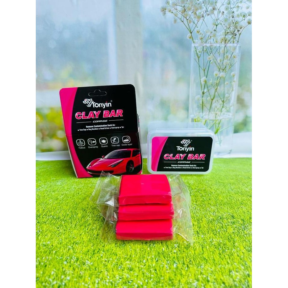 CLAY BAR 50 GRAM COARSE OR FINE (1 แพ็ค 3 ชิ้น) PAINT STAIN CLEANER - COARSE (สีชมพู)