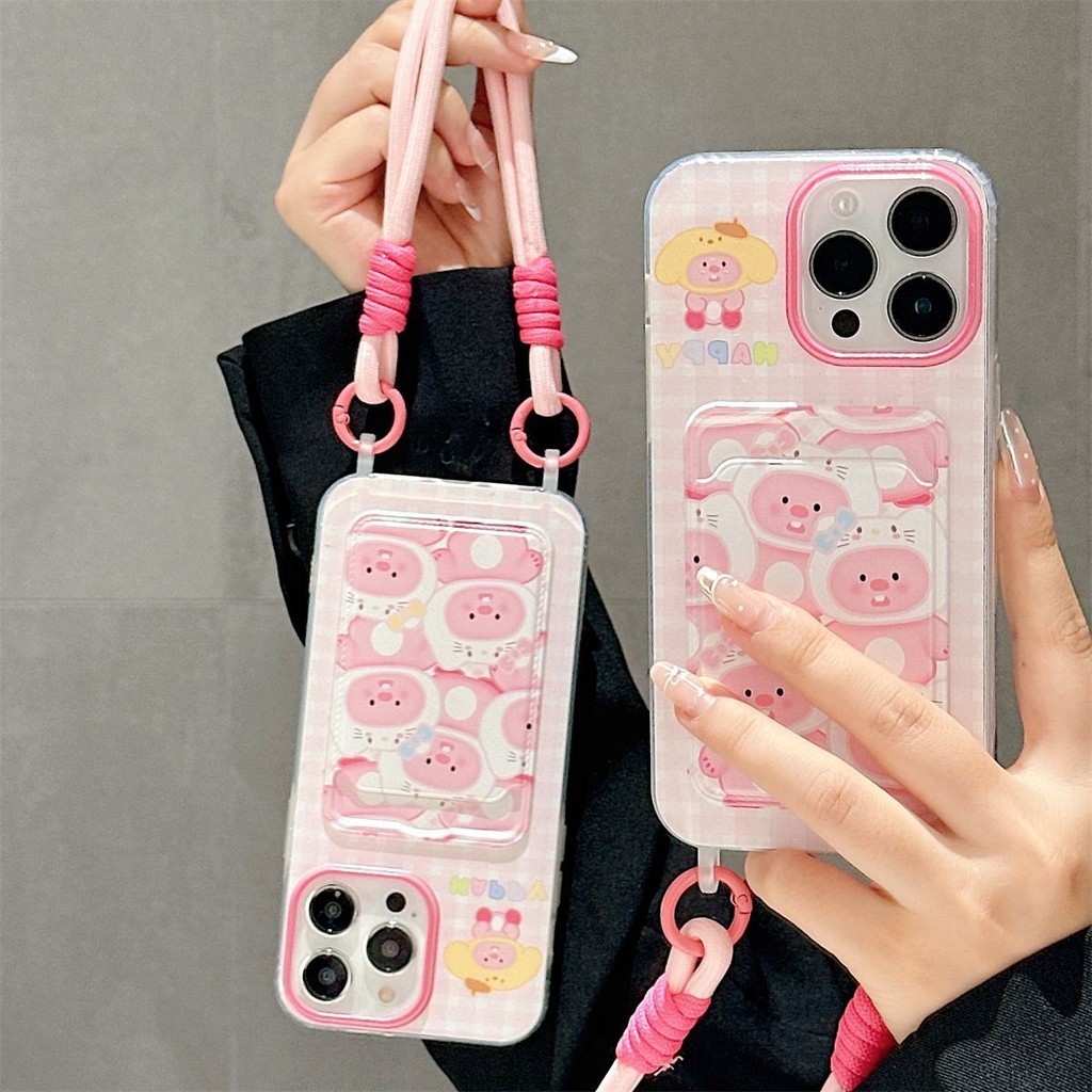 RUBI MERAH แฟนซี Creative Ruby Pink Card Holder Case Hp Samsung 0 A37 A57 5G A07 A17 A56 A36 A26 A16