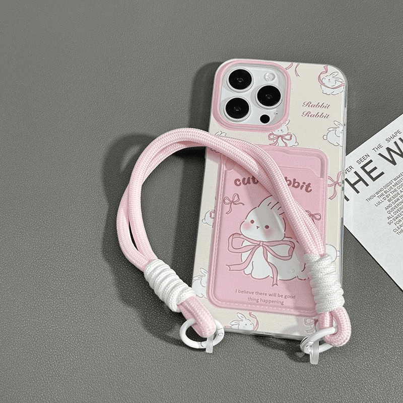 MERAH ผู้ถือบัตรกระต่ายสีชมพูสายคล้องปลอก Xiaomi F7 C85 C75 C65 15 14 14T Poco C71 X7 Pro 13T Pro X5