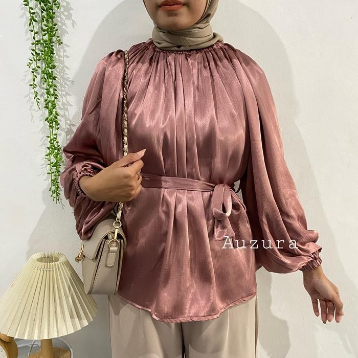 (Allthebest) Auzura - Yona Top Silk Top โพลีเอสเตอร์ credenza anti-wrinkle Flowy Luxury Clothes