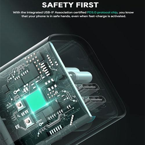 (Allthebest) AUKEY Charger Dual Port Type C 45W PA-B4T-BK GAN PD 3.0 Fast Charging