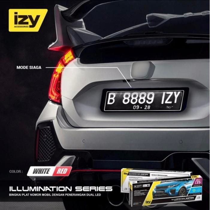 MERAH Original Izy White Red Light License Plate Holder
