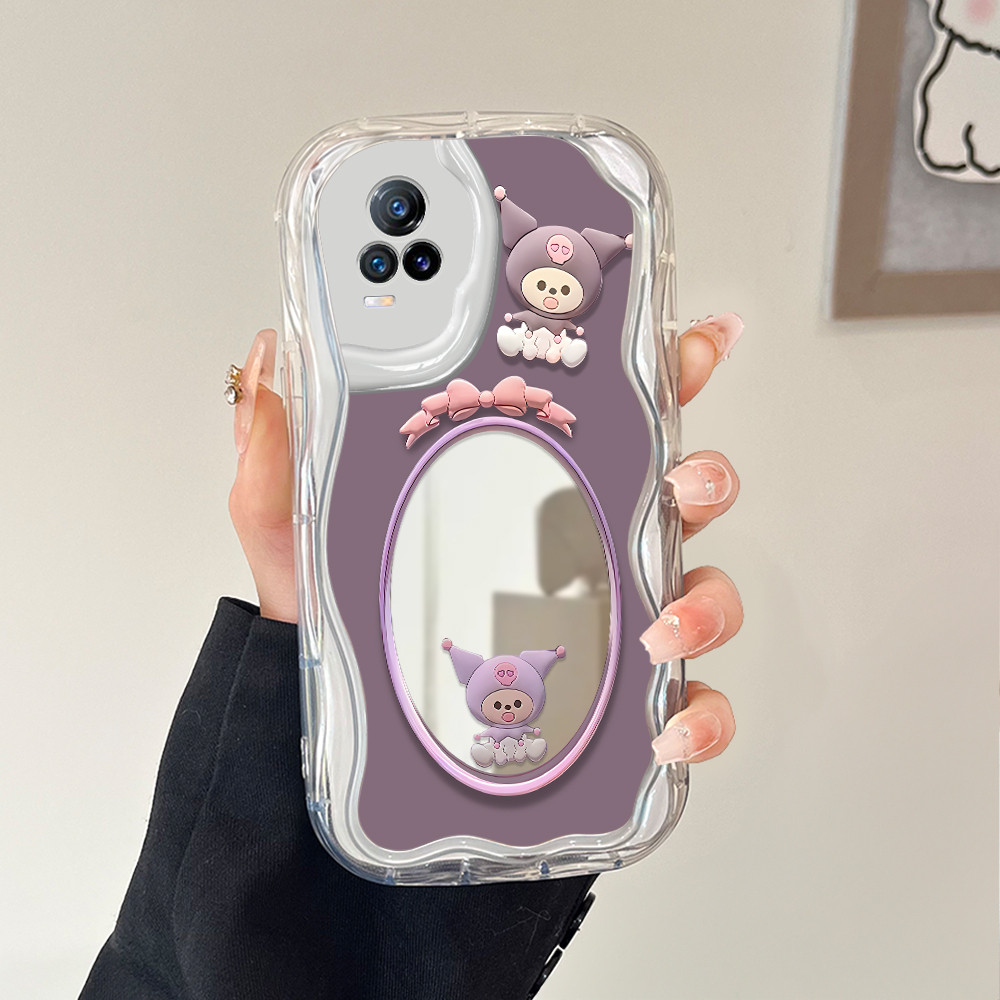 VIVO V21E V21 Y73 2021 4Gสําหรับกระจกครีมปลอกนุ่มน่ารักSoftcaseการ์ตูนFull Hpผีเสื้อปลอก5489 JZ