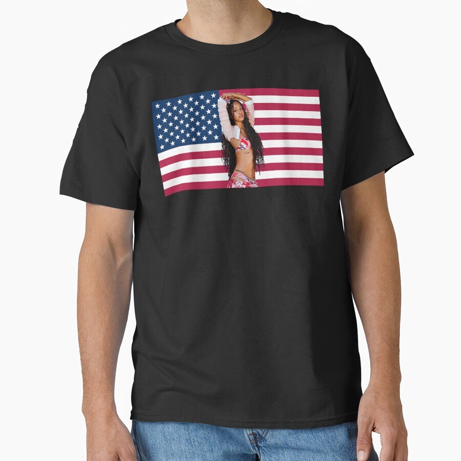 Katseye Manon Classic American Flag T-Shirt เสื้อยืดคอกลม Unisex ไม่ซ้ําใคร สร้างสรรค์ ทันสมัย และเท