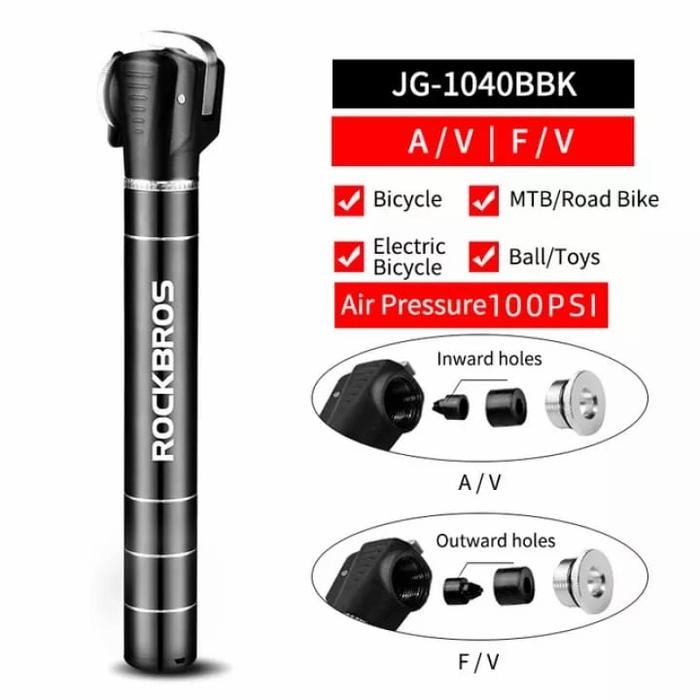 ROCKBROS JG-1040BBK MINI BIKE PUMP MTB ROAD BIKE FOLDING BIKE PUMP