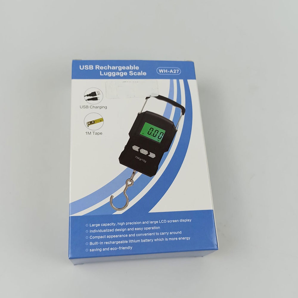 แบบพกพา ELECTRONIC DIGITAL SUITCASE SCALE 75KG ACCURACY 10G - WH-A27 - สีดํา