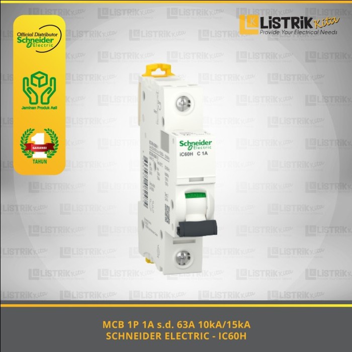 MCB 1P 1A ถึง 63A 10kA/15kA iC60H C SCHNEIDER ELECTRIC - A9F841**