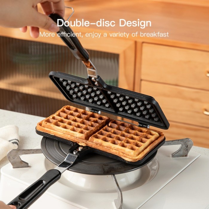 DOUBLE WAFFLE MAKER PAN เครื่องทําโรเฟลเบลเยี่ยม ไม่ติด 2175