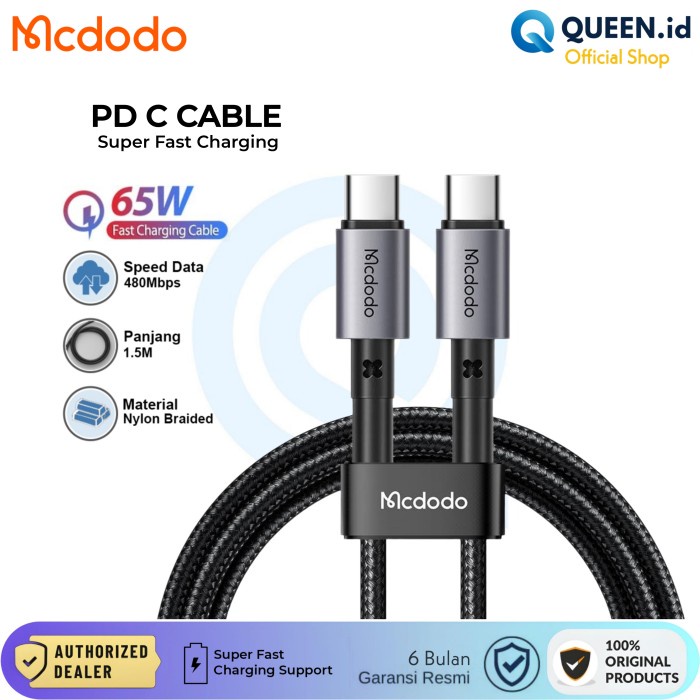Mcdodo CA-3131 สายเคเบิลข้อมูลเครื่องชาร์จ USB TYPE C ถึง C 1.5M 65W PD QC 3.0