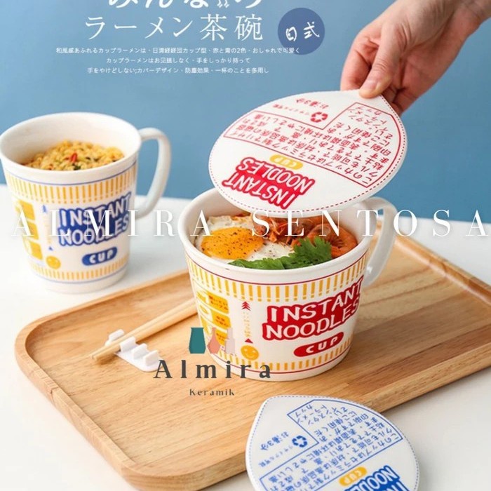 Please - Almira Instant Noodle Cup Unique Ceramic Indomie Japanese Ramen Bowl