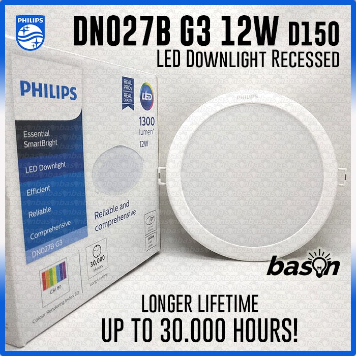 PHILIPS DN027B G3 12W LED12 D150 - ดาวน์ไลท์ LED แบบฝัง อายุการใช้งานยาวนาน