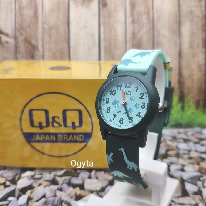 HIJAU Complete- Q&Q Qq Qnq Analog นาฬิกาผู้หญิงยางสีเขียว Vr99J010Y Original