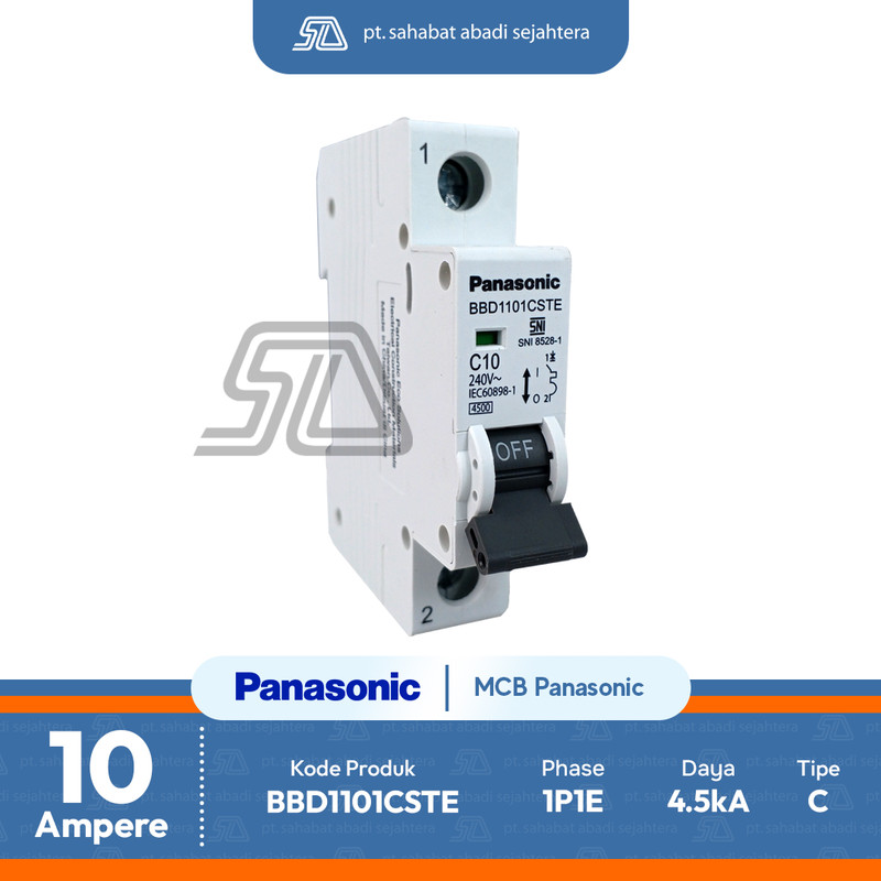 Panasonic MCB BBD1101COSTE 4.5kA 1P1E 10A C Type
